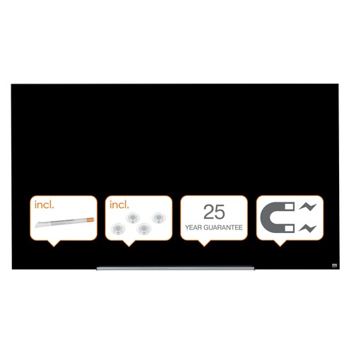 Glas-Magnetboard Diamond Widescreen 85" 188x106 cm magnetisch schwarz Nobo 1905182 Produktbild Additional View 5 L