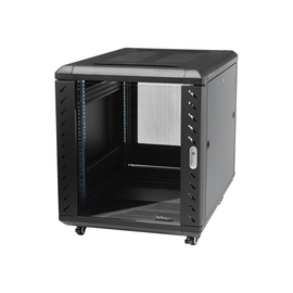 StarTech.com RK1236BKF Serverschrank (12HE, 73,7 cm tief, bis max. 800 Kg belastbar, mit Rollen, Tür Produktbild
