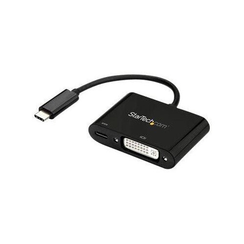 StarTech.com USB-C auf DVI Adapter mit USB Stromversorgung -USB Typ C Adapter Produktbild Front View L