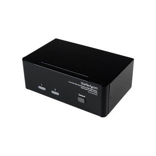 StarTech.com Dual DVI VGA 2 Port Monitor Audio Switch 2-fach KVM Umschalter USB 2.0 1920x1200 - 2 x Produktbild