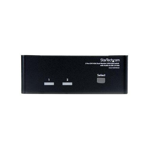 StarTech.com Dual DVI VGA 2 Port Monitor Audio Switch 2-fach KVM Umschalter USB 2.0 1920x1200 - 2 x Produktbild Additional View 1 L
