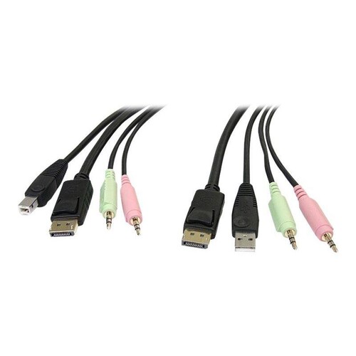 StarTech.com 1,8m 4-in-1 USB DisplayPort KVM-Switch Kabel mit Audio und Mikrofon - Video- / USB- / A Produktbild