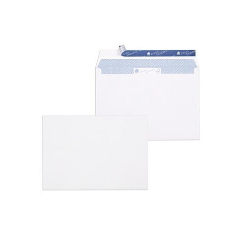 Briefumschlag CYGNUS ohne Fenster C5 mit Haftklebung 100g weiß FSC mit blauem Innendruck Öffnung an der langen Seite (PACK=500 STÜCK) Produktbild Front View L