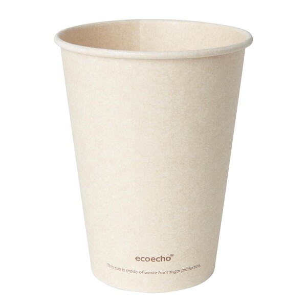 Coffee to Go Becher 350ml Ø90mm Bagasse+PLA ecoecho Duni 182533 (PACK=50 STÜCK) Produktbild Front View XL