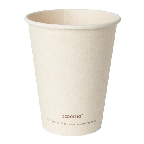 Coffee to Go Becher 240ml Ø80mm Bagasse+PLA ecoecho Duni 182532 (PACK=50 STÜCK) Produktbild Front View L