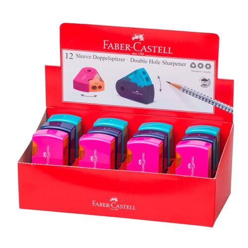 Doppelspitzer SLEEVE mit Behälter + Schutzhülle farbig sortiert Faber Castell 182704 Produktbild Additional View 1 L