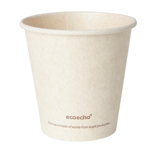 Coffee to Go Becher 180ml Ø80mm Bagasse+PLA ecoecho Duni 182531 (PACK=50 STÜCK) Produktbild Front View L