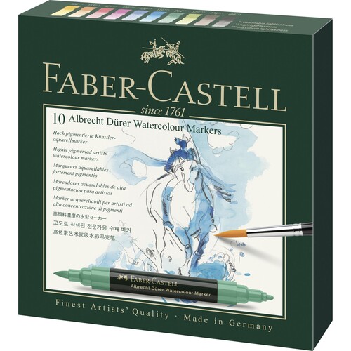 Aquarellmarker ALBRECHT DÜRER farbig sortiert Etui Faber Castell 160310 (PACK=10 STÜCK) Produktbild Front View L