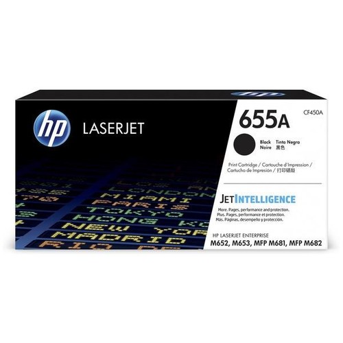 Toner 655A für Color Laserjet Enterprise M653X 12500Seiten schwarz HP CF450A Produktbild Front View L