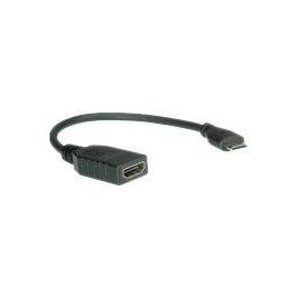 ROLINE HDMI-Kabel mit Ethernet - 19 pin mini HDMI Type C männlich zu HDMI weiblich Produktbild