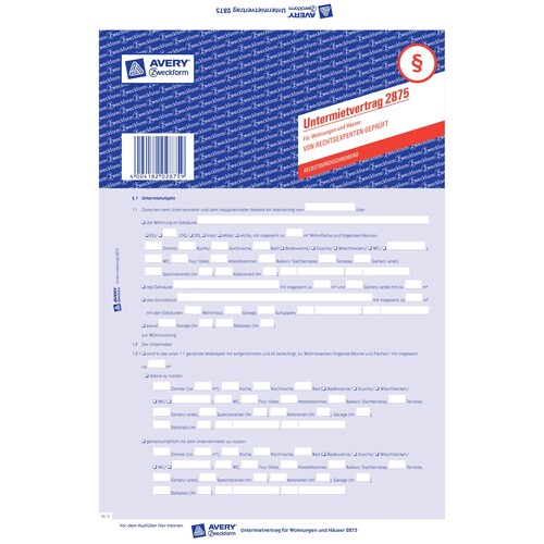 Untermietvertrag A4 2-seitig selbstdurchschreibend Zweckform 2875 Produktbild Additional View 2 L