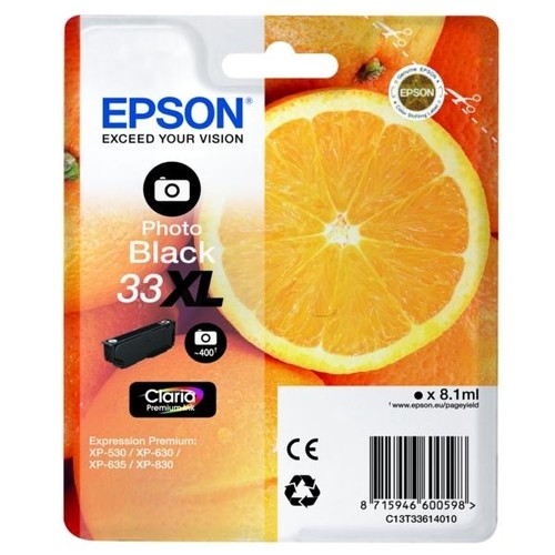 Tintenpatrone 33XL für Epson Stylus Expression Home XP-530 8,1ml FOTOschwarz Epson T336140 Produktbild Front View L