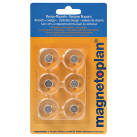 Haftmagnete Design ø 25mm 2500g Haftkraft Acryl transparent Magnetoplan 1680025 (PACK=6 STÜCK) Produktbild