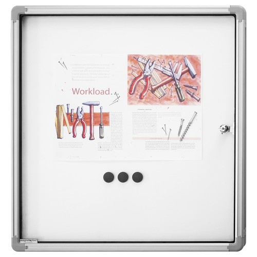 Schaukasten SP für Innenbereich 6xA4 mit Flügeltür 87x75x4cm Metall-Rückwand magnetisch Magnetoplan 1215100 Produktbild Front View L