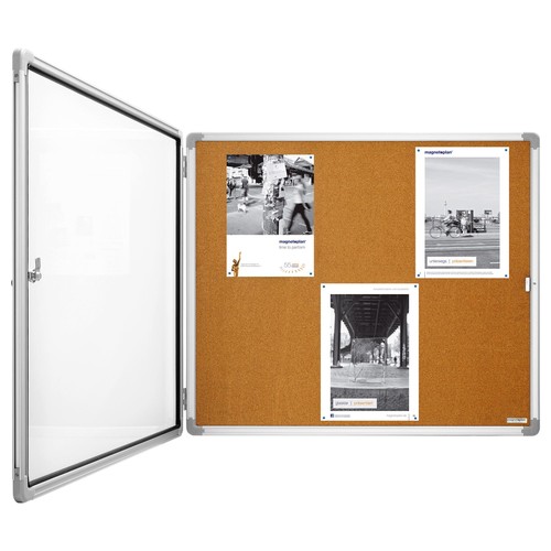Schaukasten SP Kork für Innenbereich 4xA4 mit Flügeltür 61x73x4cm Metall- Rückwand Magnetoplan 1215024 Produktbild Front View L