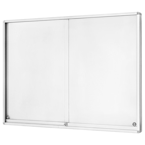 Schaukasten für Innenbereich 18xA4 mit Schiebetüren 148,5x105x6cm Metall- Rückwand magnetisch Magnetoplan 1218063 Produktbild Front View L