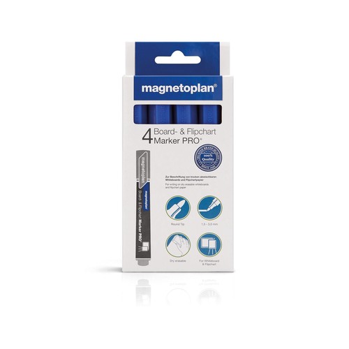 Whiteboardmarker PRO+ 1,5-3mm Rundspitze blau Magnetoplan 1228103 (SET=4 STÜCK) Produktbild Front View L