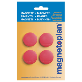 Haftmagnete Discofix Standard ø 30 mm 700g Haftkraft rot Blisterpackung Magnetoplan 16642406 (PACK=4 STÜCK) Produktbild