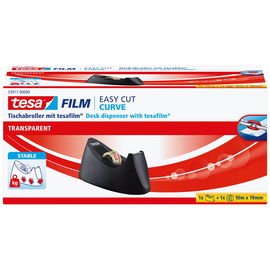 Tischabroller Easy Cut Curve incl. 1Rolle befüllbar bis 19mm x 33m schwarz Tesa 53917-00000-00 Produktbild