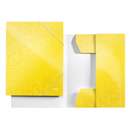 Eckspanner WOW A4 für 250Blatt gelb metallic PP-laminierter Karton Leitz 3982-00-16 Produktbild Front View L
