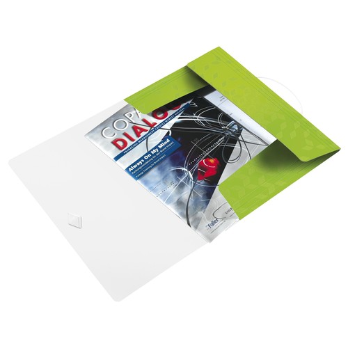 Eckspanner WOW mit 3 Klappen A4 für 150Blatt grün metallic PP Leitz 4599-00-54 Produktbild Front View L