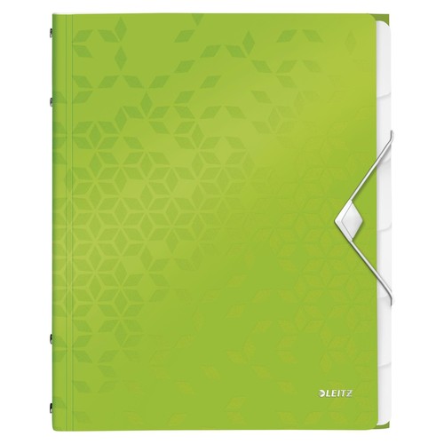 Ordnungsmappe WOW mit Gummizug A4 mit 6 Fächern und 3 Klappen grün metallic PP Leitz 4633-00-54 Produktbild Front View L