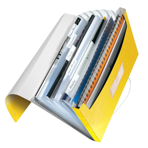 Projektmappe WOW mit Gummizug A4 mit 6 Fächern gelb metallic PP Leitz 4589-00-16 Produktbild Front View L