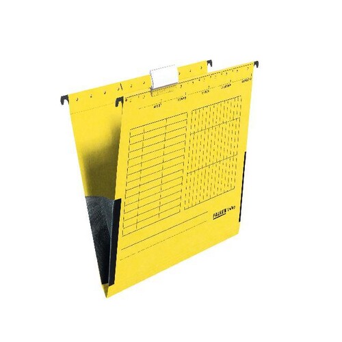 Hängetaschen UniReg seitliche Frösche für ungelochte Unterlagen gelb Falken 11288032 (PACK=5 STÜCK) Produktbild Front View L