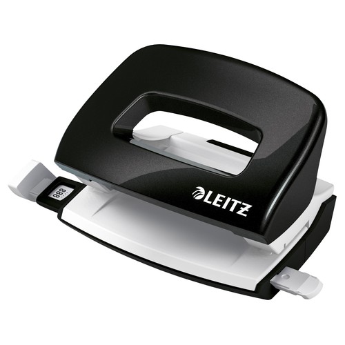 Locher Mini NeXXt 5060 WOW bis 10Blatt schwarz metallic Metall Leitz 5060-10-95 Produktbild Front View L