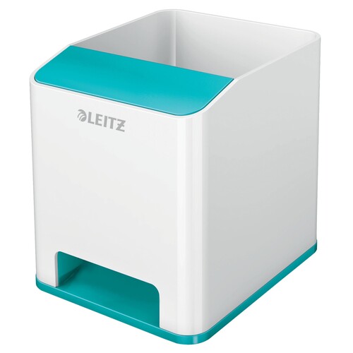 Stiftehalter WOW Duo Colour weiß/eisblau metallic Kunststoff Leitz 5363-10-51 Produktbild Front View L
