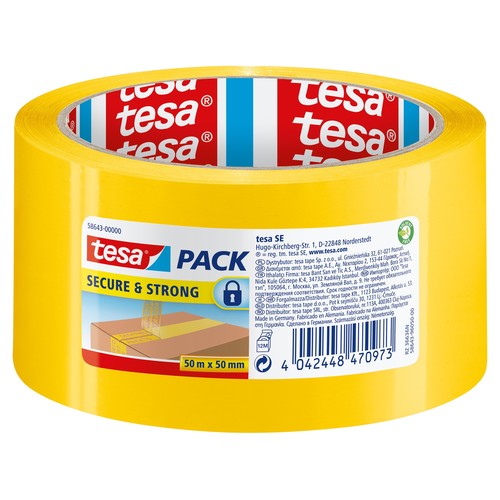 Klebeband Tesapack Secure & Strong 50mm x 50m gelb Tesa 58643-00000-00 (RLL=50 METER) Produktbild Front View L