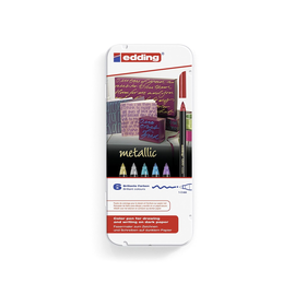 Fasermaler Colorpen 1200/6 3mm sortiert Metalletui Edding 4-1200-6 (ETUI=6 STÜCK) Produktbild