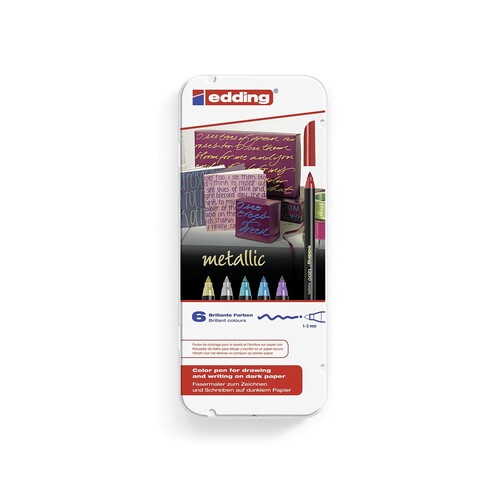 Fasermaler Colorpen 1200/6 3mm sortiert Metalletui Edding 4-1200-6 (ETUI=6 STÜCK) Produktbild