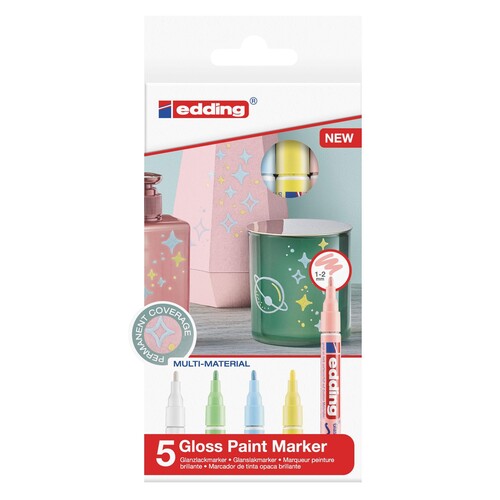 Lackmarker 751/5 S Glanzlack Marker 1-2mm pastell farbig sortiert Edding 4-751-5-099 (PACK=5 STÜCK) Produktbild Front View L