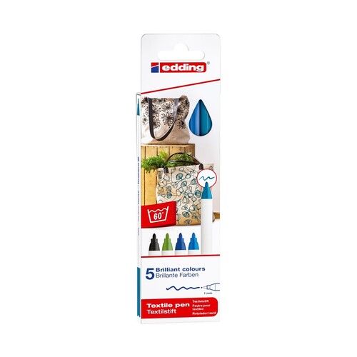 Textilmarker 4600/5S Etui 1mm Rundspitze cool sortiert Edding 4-4600-5099 Produktbild