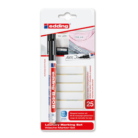 Wäschemarker 8408 0,75mm Rundspitze schwarz inklusive 25 Etiketten Blister Edding 4-8408-1-4001 Produktbild