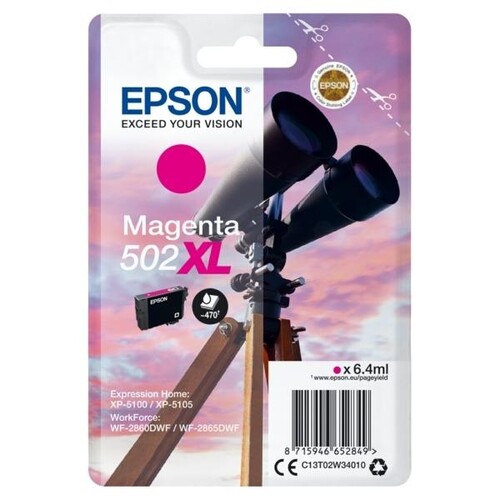 Tintenpatrone 502XL für Epson Expression Home XP-5100 6,4ml magenta Epson T02W34020 Produktbild Front View L