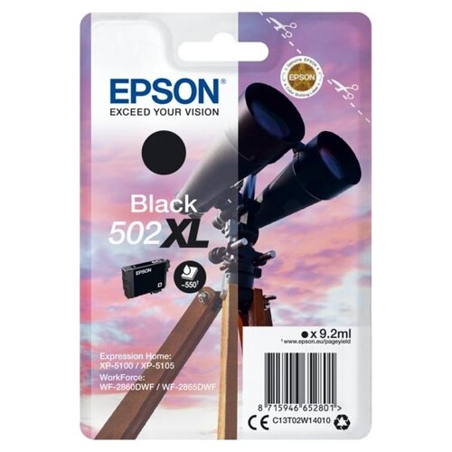 Tintenpatrone 502XL für Epson Expression Home XP-5100 9,2ml schwarz Epson T02W14010 Produktbild Front View L