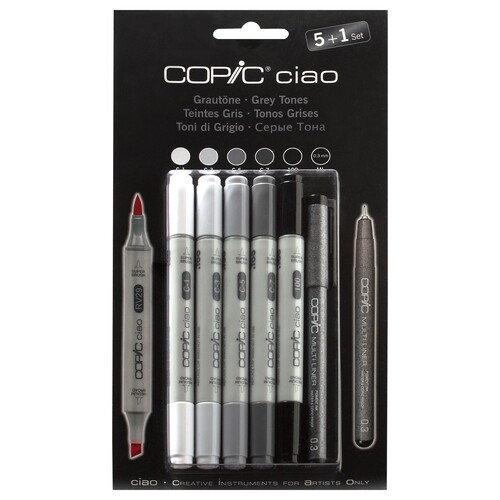 COPIC ciao 5+1 Set Grautöne Marker Transotype 22075554 (PACK=6 STÜCK) Produktbild Front View L