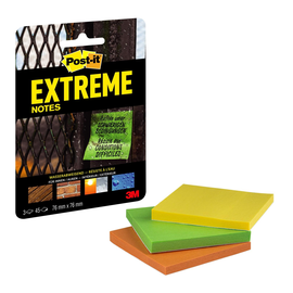 Haftnotizen Post-it Extreme Notes 76x76mm grün/gelb/orange Papier 3M EXT33M-3-FRGE (PACK=135 BLATT) Produktbild