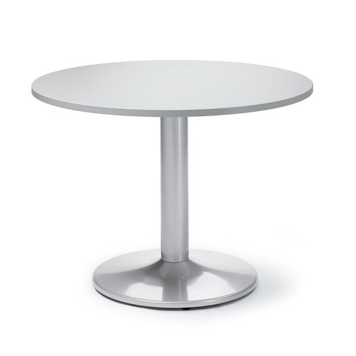 Besprechungs- und Konferenztisch MODUL rund ø 100cm mit Tellerfuß Höhe 73,5cm lichtgrau Deskin 40267203 Produktbild Front View L