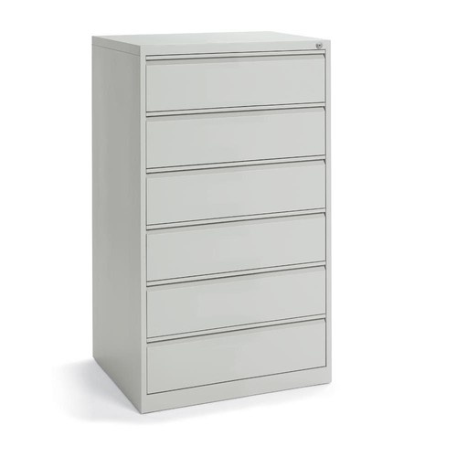 Karteischrank 3-bahnig 6 Schübe lichtgrau Deskin 10280732 Produktbild Front View L