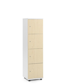 Schließfachschrank OFFICE-LINE mit 4 Fächern Korpus weiß Türdekor ahorn 153x40x42cm Deskin 70289884 Produktbild