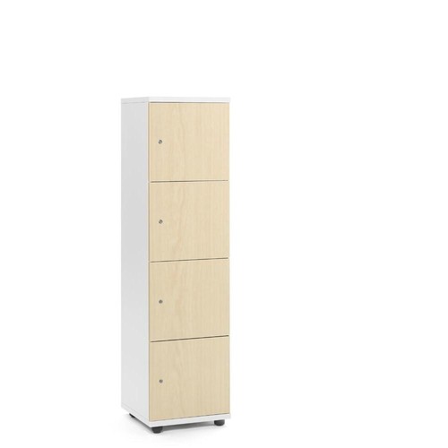 Schließfachschrank OFFICE-LINE mit 4 Fächern Korpus weiß Türdekor ahorn 153x40x42cm Deskin 70289884 Produktbild Front View L