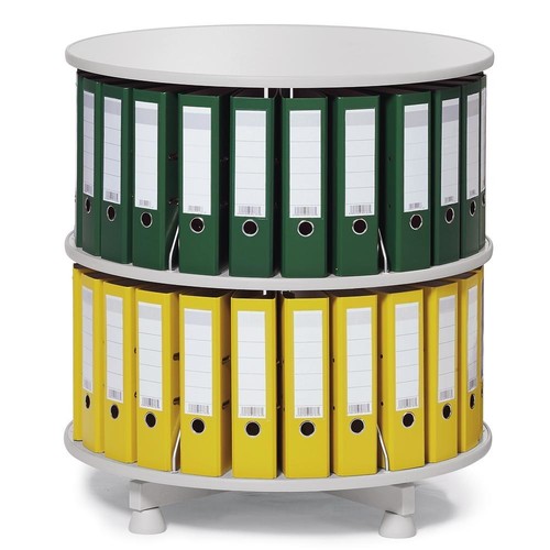 Ordnerdrehsäule 85cm 2 Etagenhöhen für Ordner Etagen einzeln drehbar lichtgrau Deskin 60269955 Produktbild Front View L