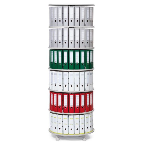 Ordnerdrehsäule 229cm 6 Etagenhöhen für Ordner Etagen einzeln drehbar lichtgrau Deskin 60269959 Produktbild Front View L