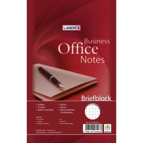 Briefblock Office A5 kariert 50Blatt 70g holzfrei weiß Landré 100050269 Produktbild Front View L