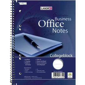 Collegeblock Office A5 liniert 6-fach Lochung Rand links 80Blatt 70g holzfrei weiß Landré 100050258 Produktbild