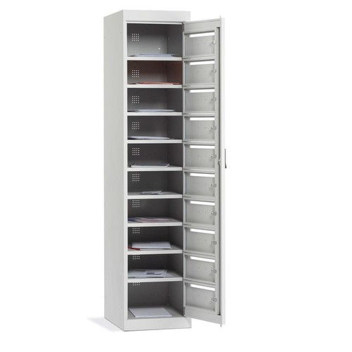 Postverteiler-Stahlschrank mit 10 Türen Korpus Lichtgrau Türen lichtgrau 180x40x50cm Deskin 70256696 Produktbild Additional View 1 L