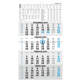 Viermonatskalender 2026 33x59cm schwarz/blau Zettler 959-0015 Produktbild